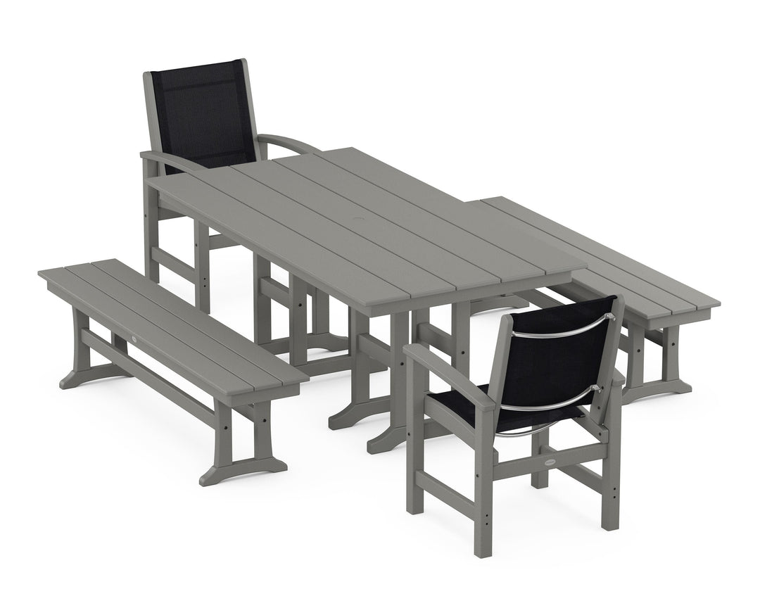 POLYWOOD® Coastal 5-Piece Farmhouse Dining Set