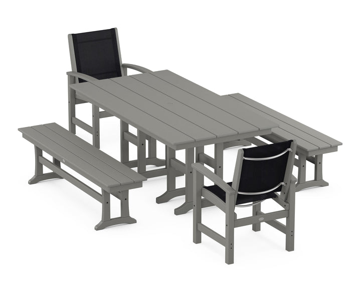 POLYWOOD® Coastal 5-Piece Farmhouse Dining Set