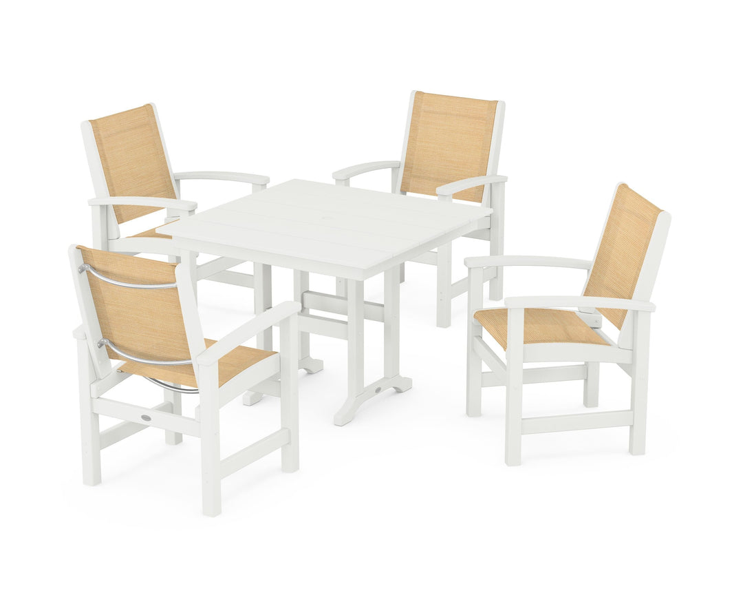 POLYWOOD® Coastal 5-Piece Farmhouse Dining Set