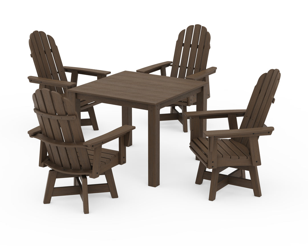 POLYWOOD® Vineyard Curveback Adirondack 5-Piece Parsons Swivel Dining Set