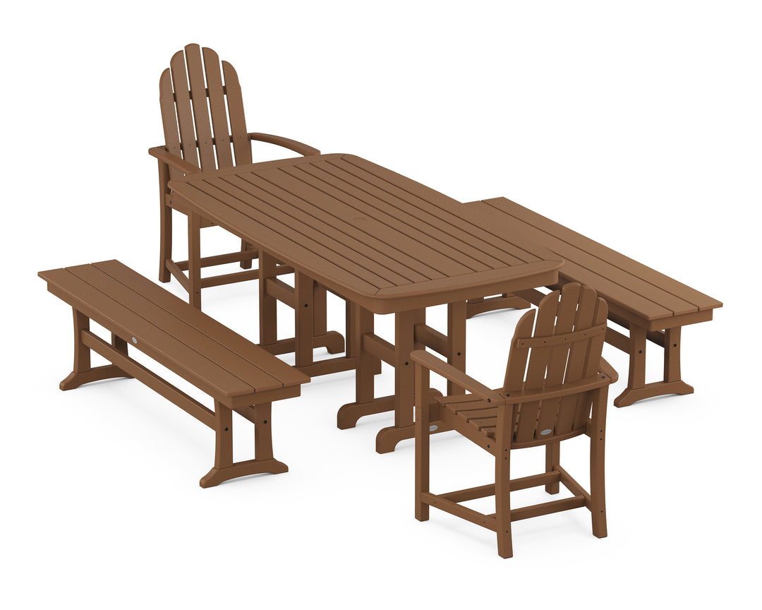 POLYWOOD® Classic Adirondack 5-Piece Dining Set with Benches