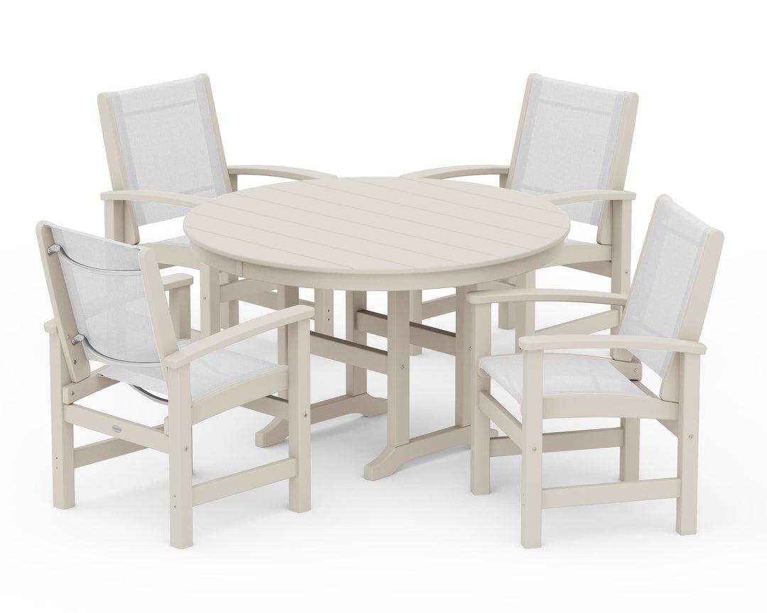 POLYWOOD® Coastal 5-Piece Round Farmhouse Dining Set
