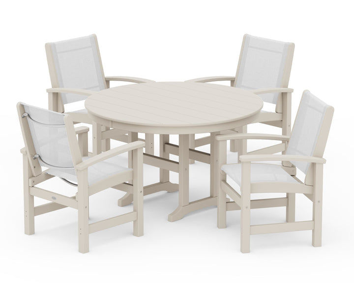 POLYWOOD® Coastal 5-Piece Round Farmhouse Dining Set