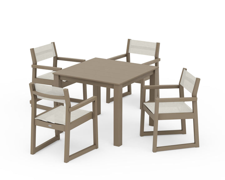POLYWOOD® EDGE Sling Arm Chair 5-Piece Parsons Dining Set