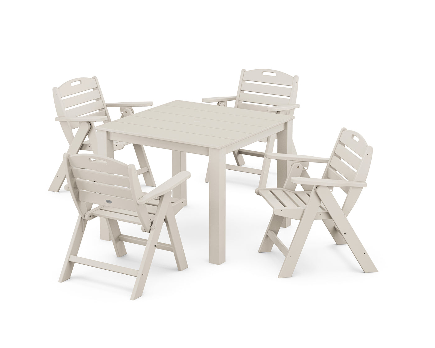 Nautical Folding Lowback Chair 5-Piece Parsons Dining Set