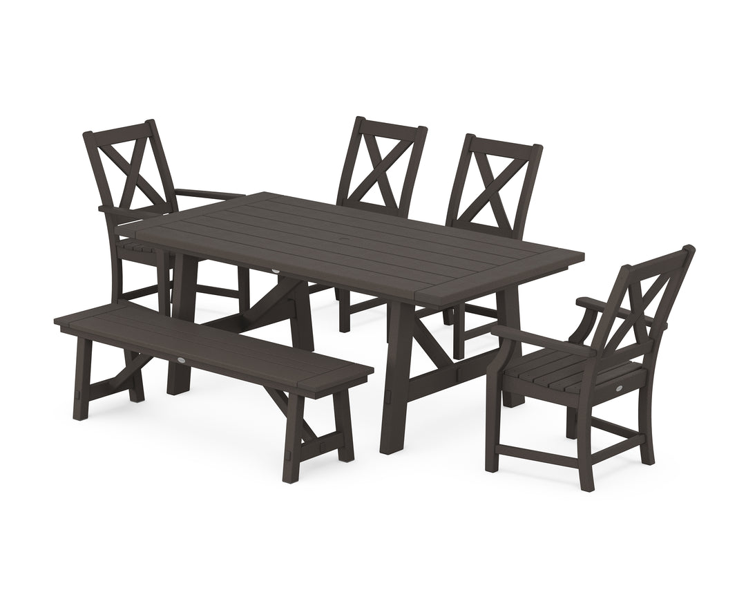 POLYWOOD® Braxton 6-Piece Rustic Farmhouse Dining Set With Trestle Legs