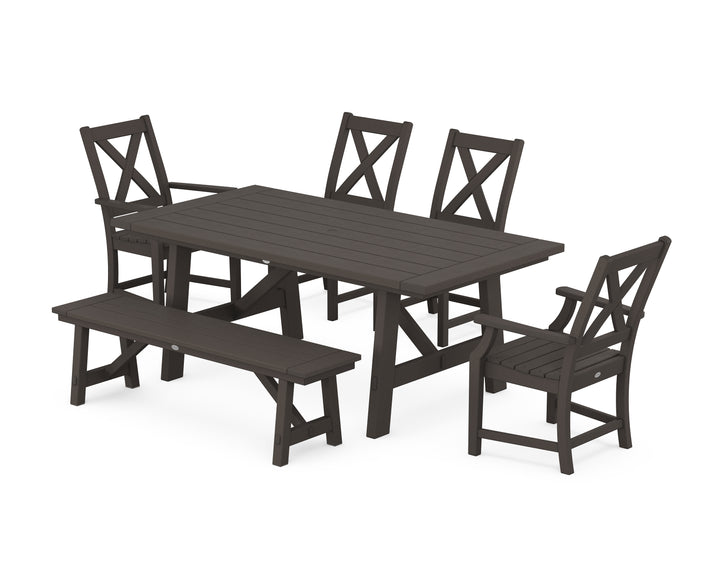 POLYWOOD® Braxton 6-Piece Rustic Farmhouse Dining Set With Trestle Legs
