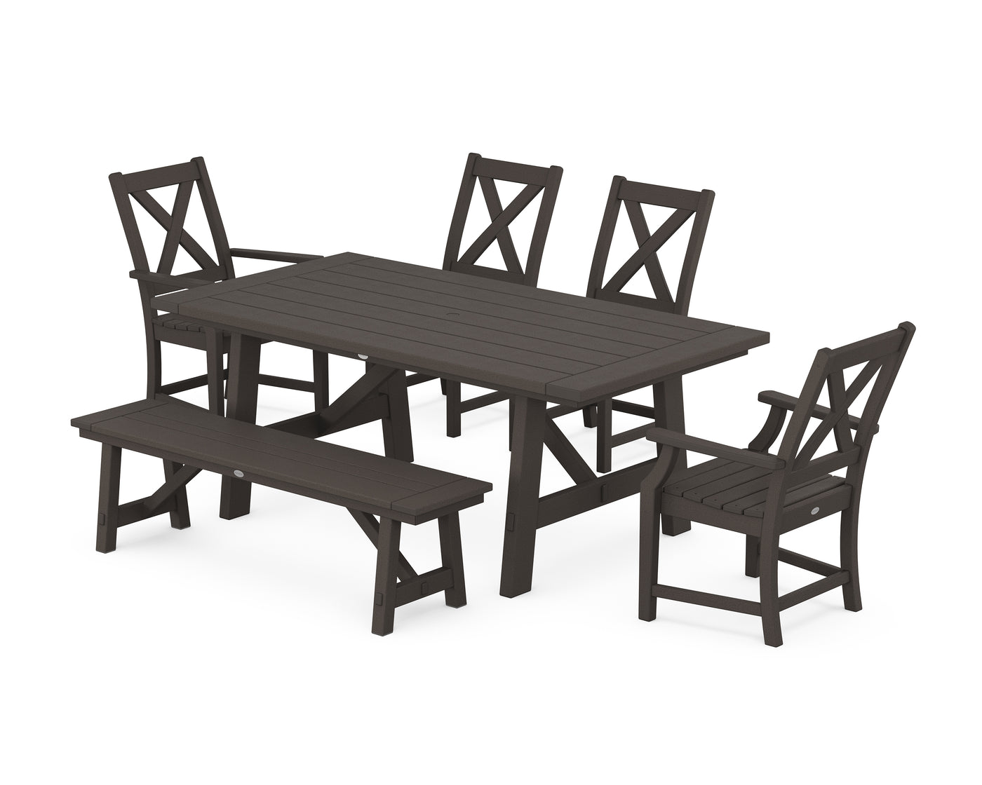 Braxton 6-Piece Rustic Farmhouse Dining Set With Trestle Legs