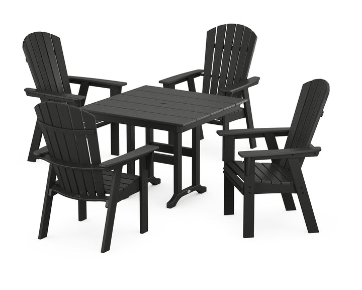 POLYWOOD® Nautical Curveback Adirondack 5-Piece Farmhouse Dining Set
