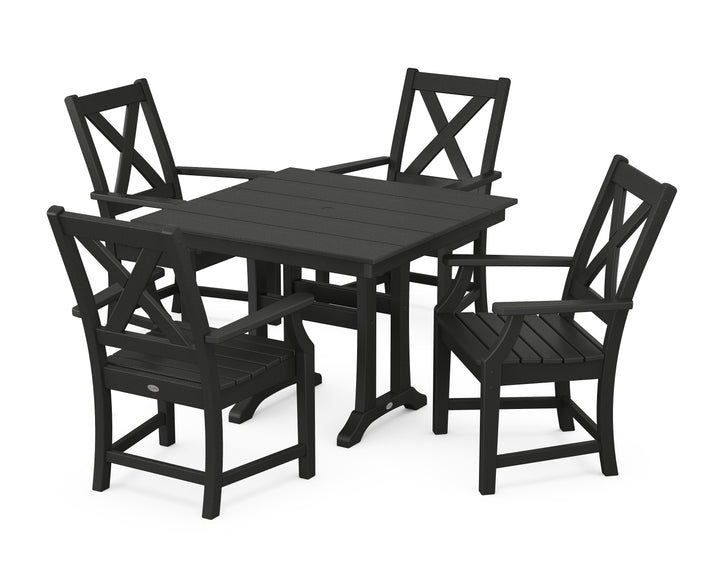 POLYWOOD® Braxton 5-Piece Farmhouse Dining Set With Trestle Legs