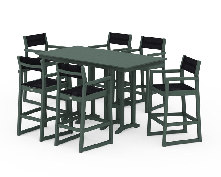 POLYWOOD® EDGE Sling Arm Chair 7-Piece Farmhouse Bar Set