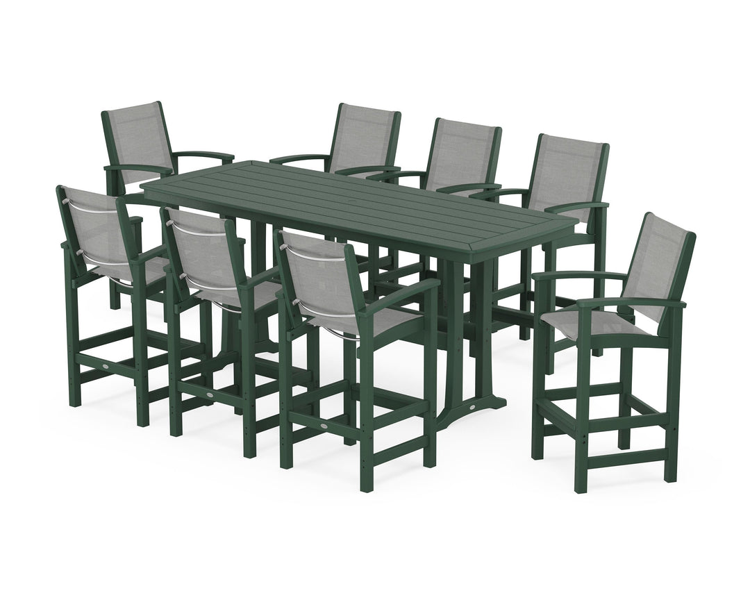 POLYWOOD® Coastal 9-Piece Bar Set with Trestle Legs