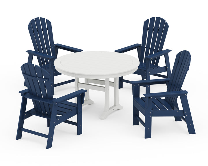 POLYWOOD® South Beach 5-Piece Round Dining Set with Trestle Legs