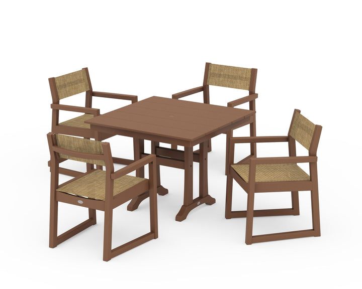 POLYWOOD® EDGE Sling 5-Piece Farmhouse Dining Set with Trestle Legs