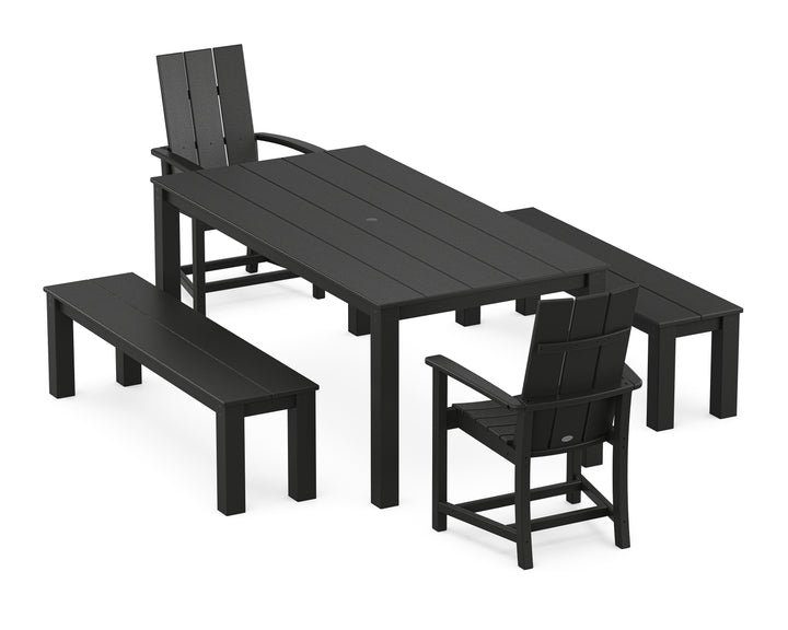 POLYWOOD® Modern Adirondack 5-Piece Parsons Dining Set with Benches