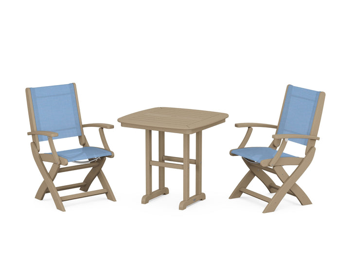 POLYWOOD® Coastal Folding Chair 3-Piece Dining Set