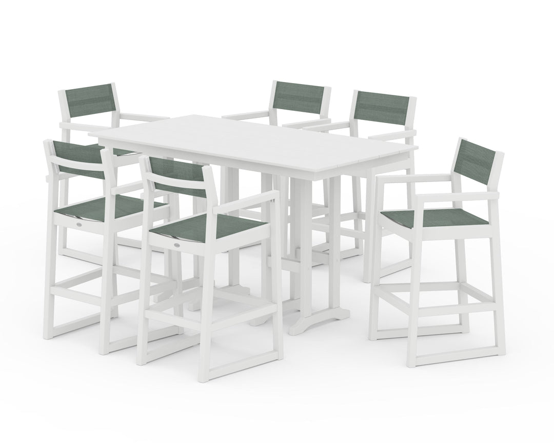 POLYWOOD® EDGE Sling Arm Chair 7-Piece Farmhouse Bar Set