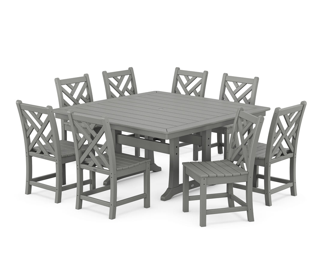POLYWOOD® Chippendale 9-Piece Nautical Trestle Dining Set