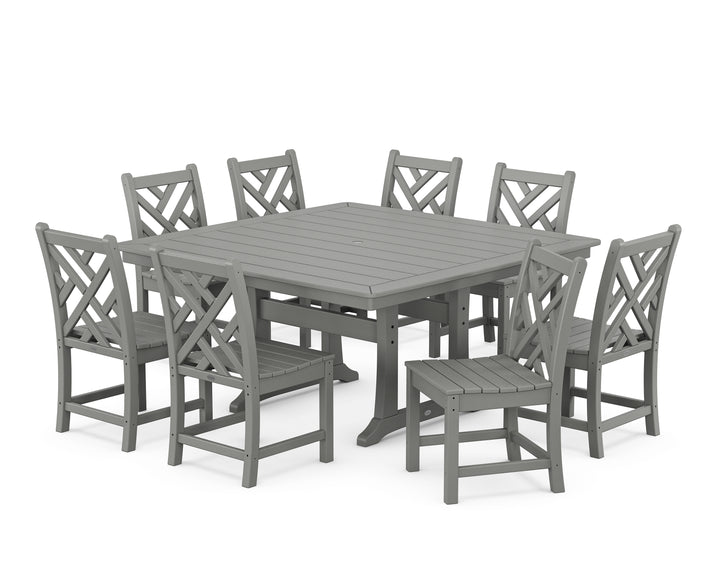 POLYWOOD® Chippendale 9-Piece Nautical Trestle Dining Set