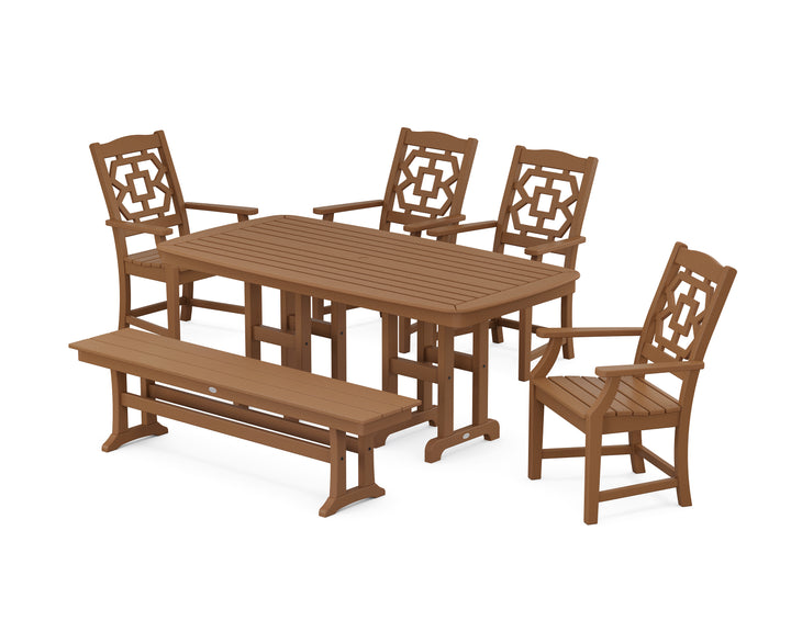 Martha Stewart by POLYWOOD® Chinoiserie 6-Piece Dining Set with Bench