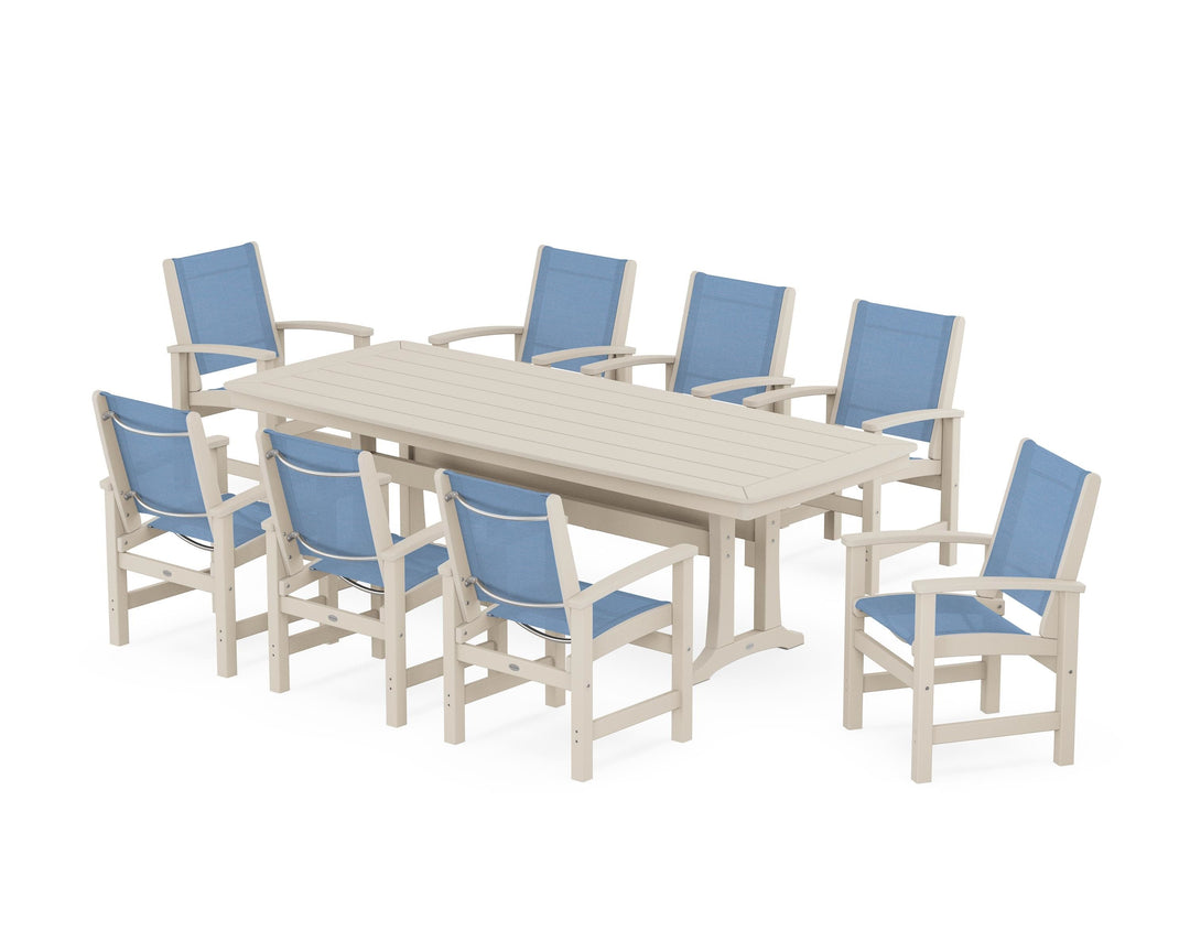POLYWOOD® Coastal 9-Piece Dining Set with Trestle Legs