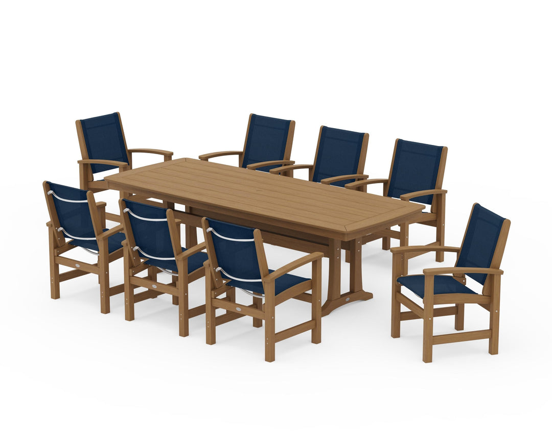 POLYWOOD® Coastal 9-Piece Dining Set with Trestle Legs