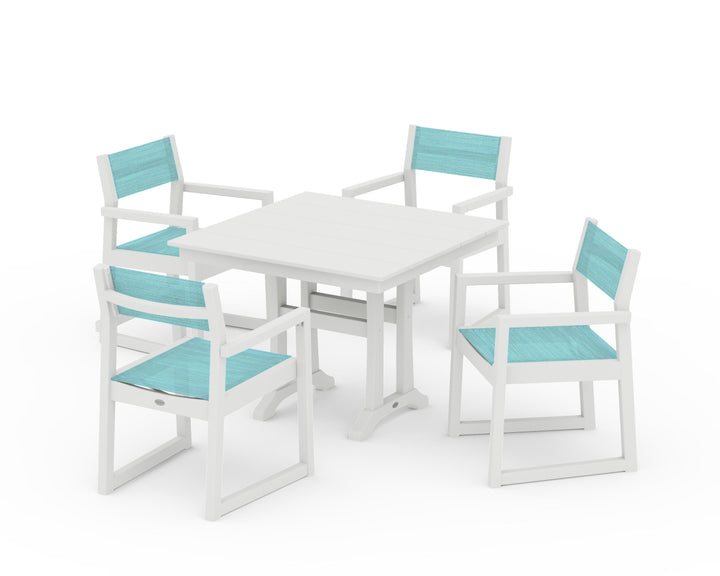 POLYWOOD® EDGE Sling 5-Piece Farmhouse Dining Set with Trestle Legs