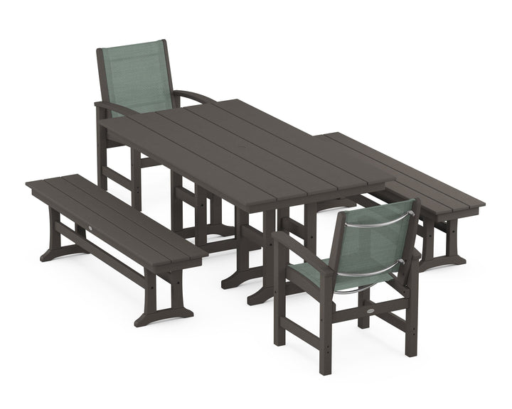 POLYWOOD® Coastal 5-Piece Farmhouse Dining Set