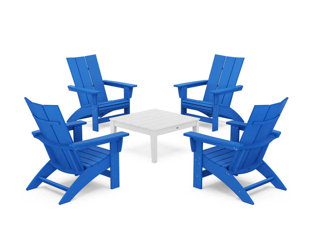 POLYWOOD® 5-Piece Modern Grand Adirondack Chair Conversation Group