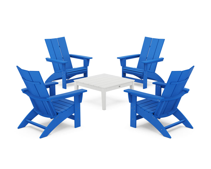 POLYWOOD® 5-Piece Modern Grand Adirondack Chair Conversation Group