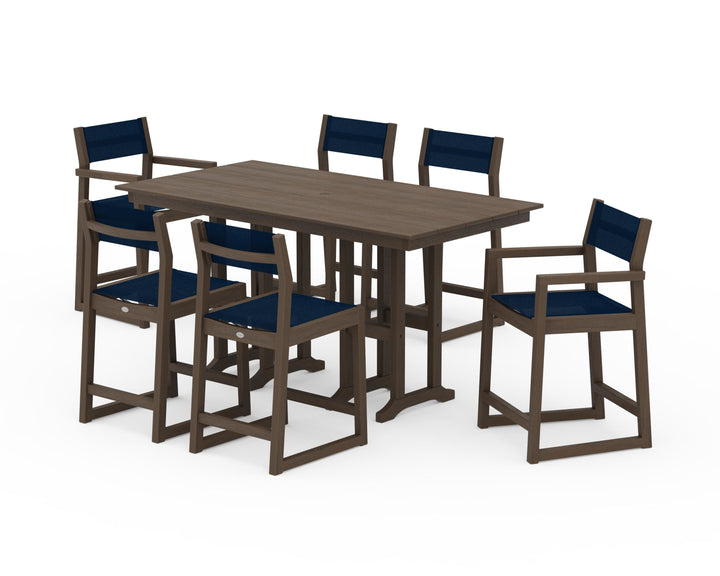 POLYWOOD® EDGE Sling 7-Piece Farmhouse Counter Set