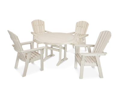 Nautical Curveback Adirondack 5-Piece Round Dining Set with Trestle Legs