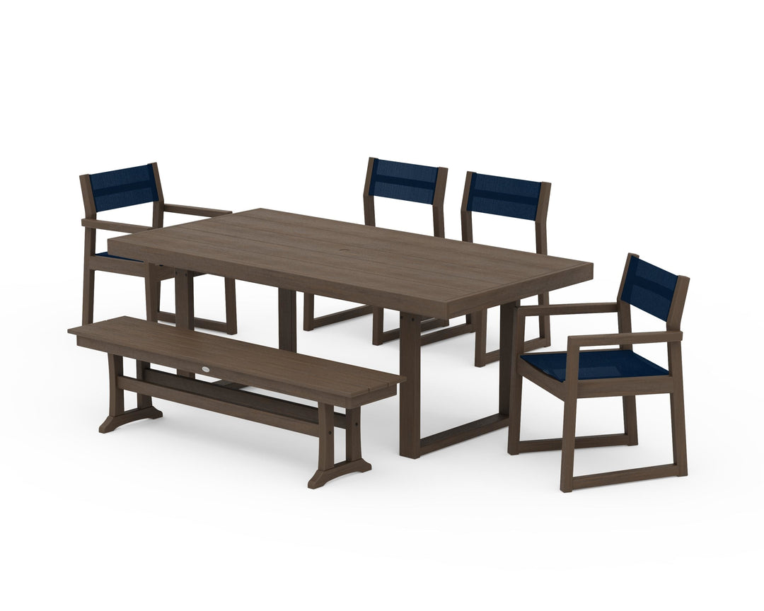POLYWOOD® EDGE Sling 6-Piece Dining Set with Bench