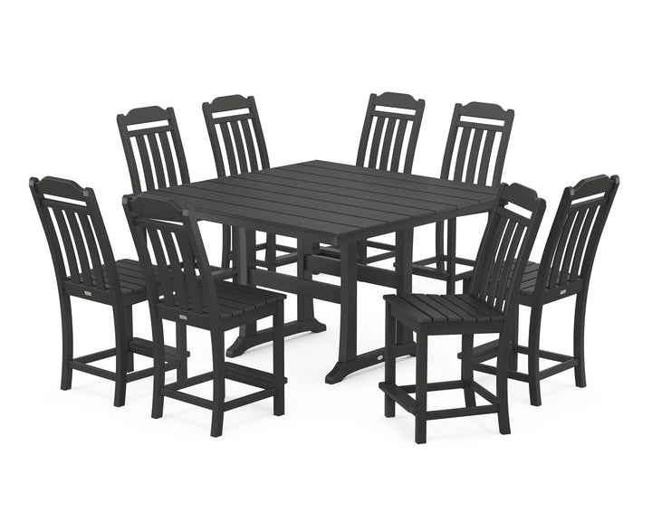 Country Living Cottage 9-Piece Square Farmhouse Side Chair Counter Set with Trestle Legs