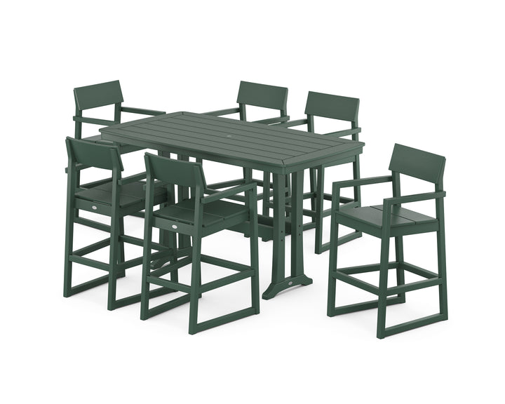 POLYWOOD® EDGE Arm Chair 7-Piece Bar Set with Trestle Legs