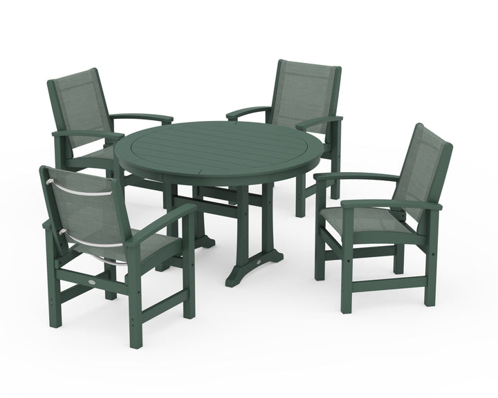 POLYWOOD® Coastal 5-Piece Round Dining Set with Trestle Legs