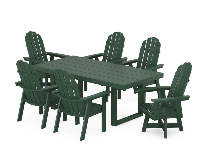 POLYWOOD® Vineyard Curveback Adirondack Swivel Chair 7-Piece Dining Set