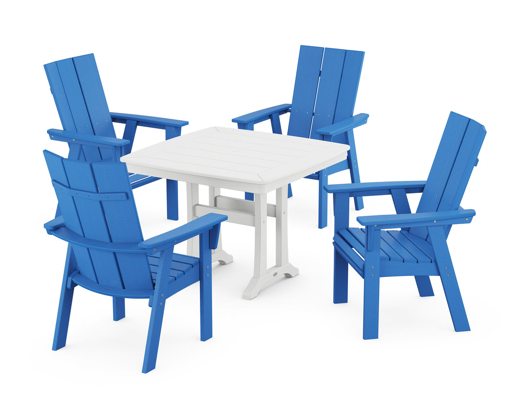 POLYWOOD® Modern Adirondack 5-Piece Dining Set with Trestle Legs