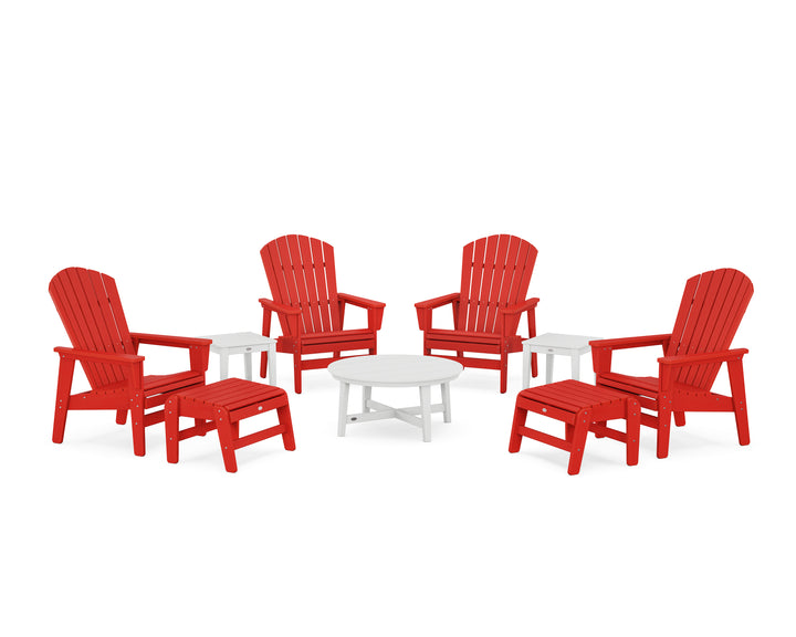 POLYWOOD® Nautical Grand Upright Adirondack 9-Piece Conversation Set