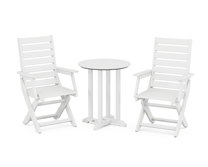 POLYWOOD® Captain Folding Chair 3-Piece Round Bistro Dining Set