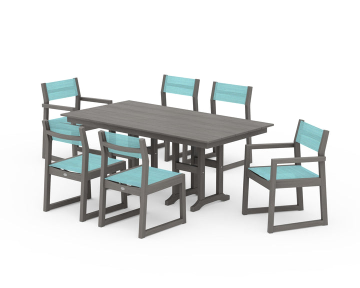 POLYWOOD® EDGE Sling 7-Piece Farmhouse Dining Set