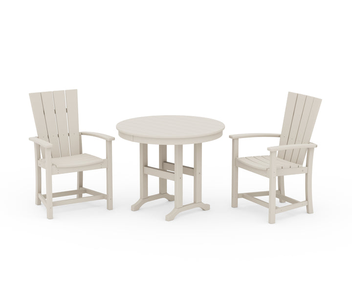 POLYWOOD® Quattro 3-Piece Round Farmhouse Dining Set
