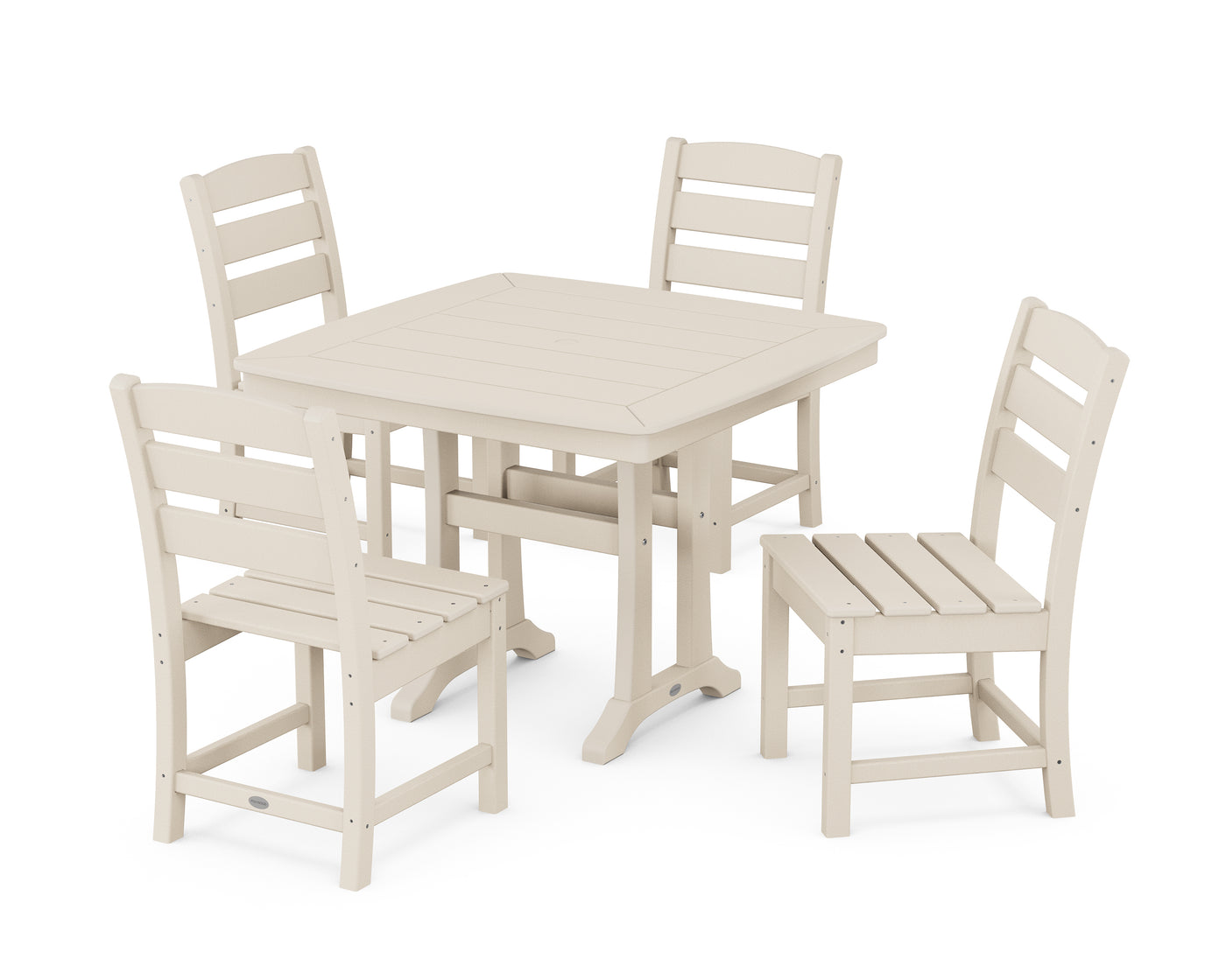 Lakeside Side Chair 5-Piece Dining Set with Trestle Legs