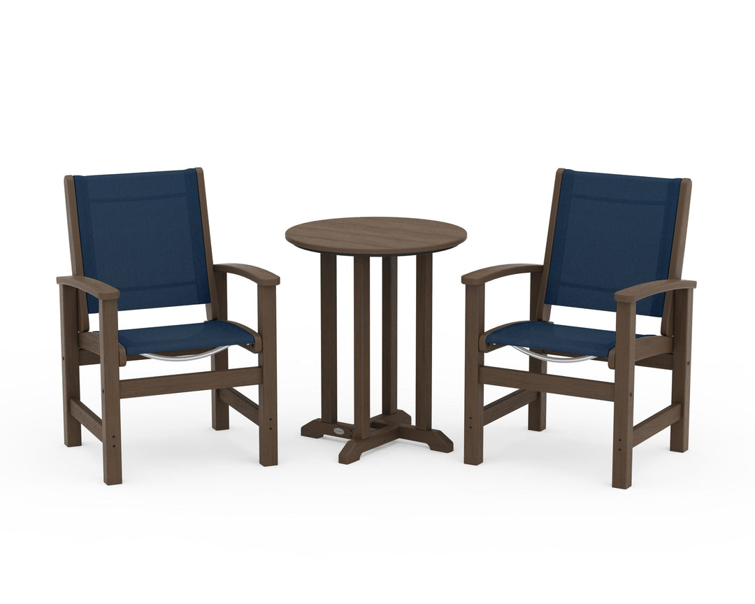 POLYWOOD® Coastal 3-Piece Round Bistro Dining Set