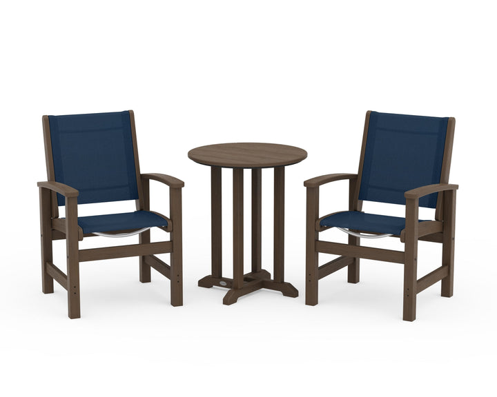 POLYWOOD® Coastal 3-Piece Round Bistro Dining Set