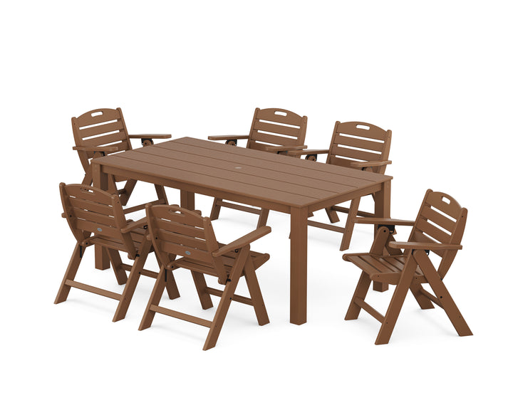 POLYWOOD® Nautical Folding Lowback Chair 7-Piece Parsons Dining Set