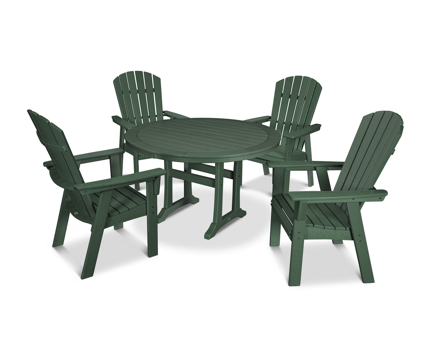 Nautical Curveback Adirondack 5-Piece Round Dining Set with Trestle Legs