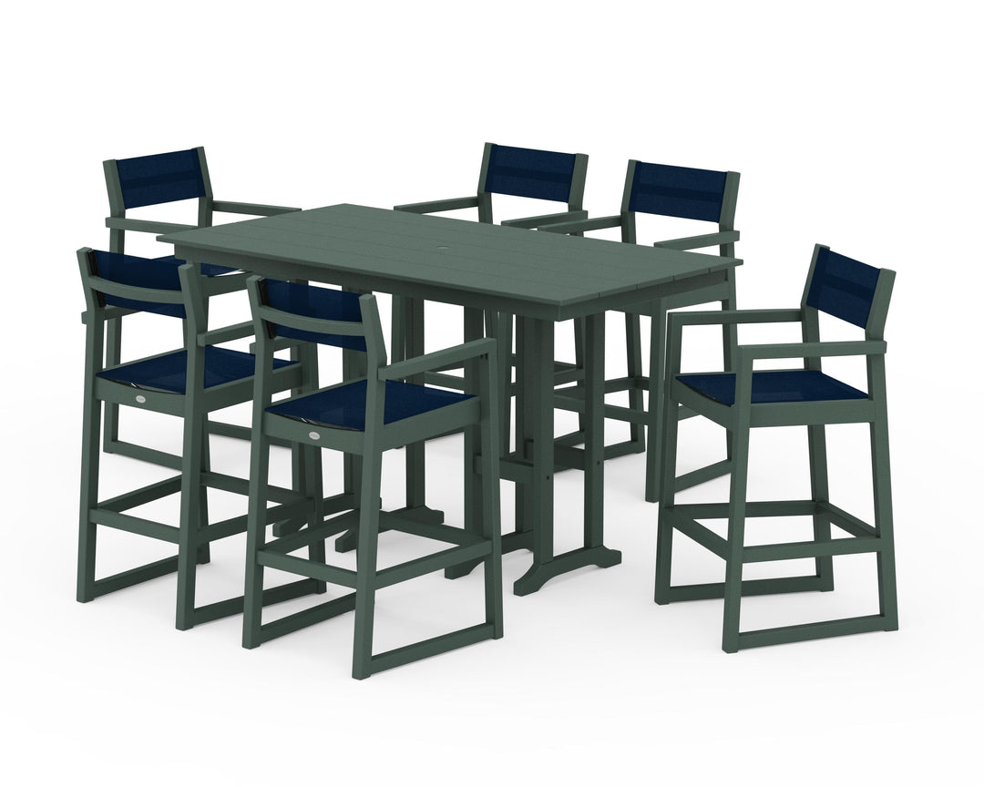 POLYWOOD® EDGE Sling Arm Chair 7-Piece Farmhouse Bar Set