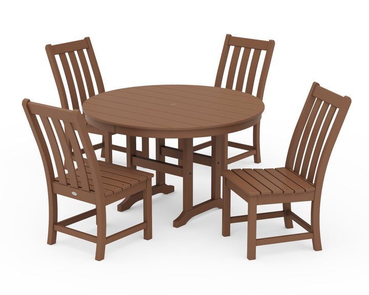 POLYWOOD® Vineyard 5-Piece Round Farmhouse Side Chair Dining Set