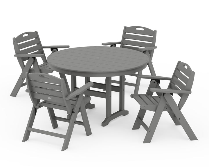 POLYWOOD® Nautical Folding Lowback Chair 5-Piece Round Farmhouse Dining Set